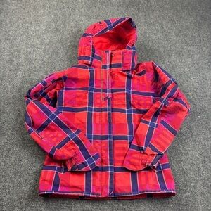COLUMBIA Girls Interchange Bugaboo Orange/Pink/Purple Plaid Winter Jacket Small